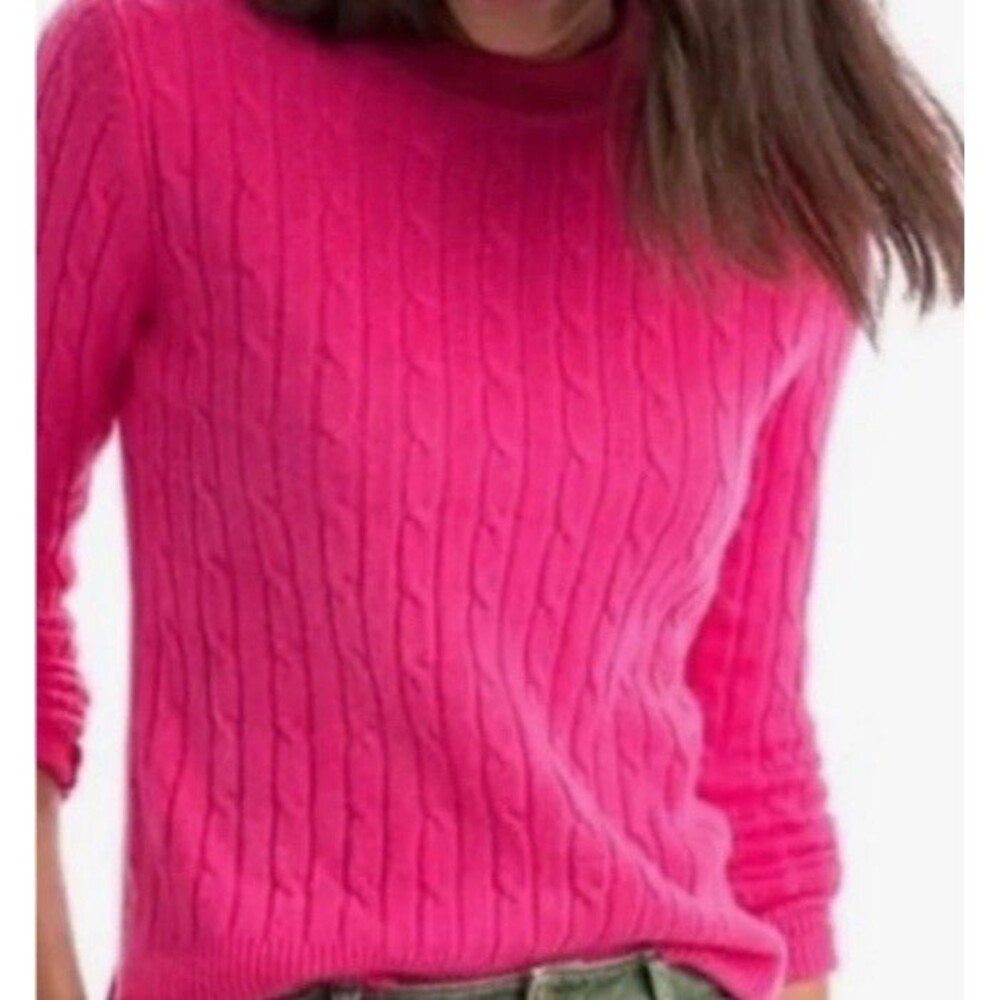 Vineyard Vines Women’s 100%Cashmere Sweater Cable Knit PINK  Crewneck Knit Sz M